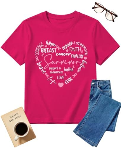 Breast Cancer Awareness Shirt Faith Hope Love Breast Cancer Shirt Pink Breast Cancer Tee for Women - Image 1