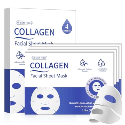 MMV Collagen Face Mask 4-Pack Bio-Collagen Real Deep Overnight Mask for Women’s Skincare Deep Hydration & Pore Tightening Facial Mask - Image 1