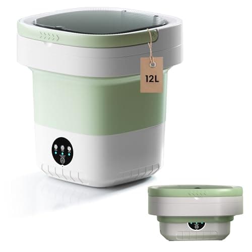 ZZR SEVEN Portable Washing Machine, 12L Foldable Washer with 3 Modes Deep Cleaning, Upgraded Small Collapsible Laundry for Travel, Apartment, Home, camping (Green, 12L) - Image 1