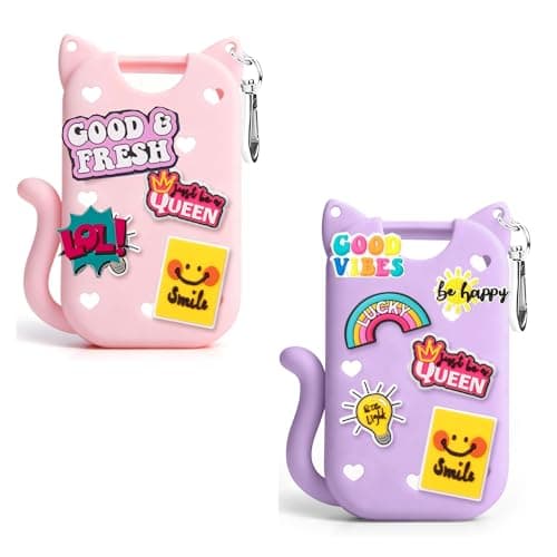 Silicone Case for Touchland Hand Sanitizer Spray, Compatible with Touchland 1 FL OZ/30ML with Keychain & 8 Charms, Cute Hand Sanitizer Travel Accessories, Mothers Day Gifts (Purple+Pink) - Image 1