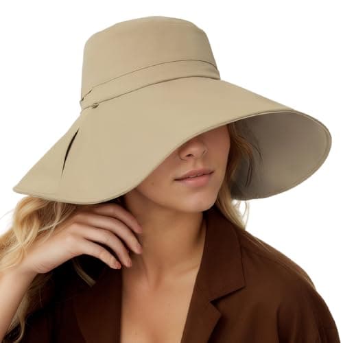 BENEUNDER Reversible Wide Brim Sun Bucket Hats UPF50+ UV Protection Foldable for Women Outdoor Beach Vacation Travel Khaki-Beige - Image 1