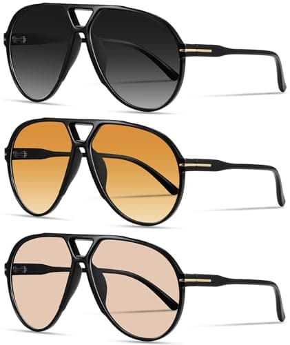 YMRFW Oversized Retro Aviator Sunglasses for Women Men Classic 70s Trendy Vintage Style Large Frame Sun Glasses - Image 1