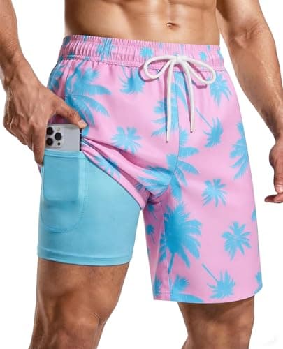 CoozySphere Mens 7 Inch Swim Trunks with Compression Liner 7" Inseam Mens Bathing Suit Quick Dry Swimming Trunks Swimsuit L - Image 1