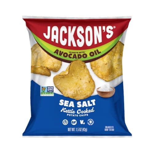 Jackson’s Potato Classic Kettle Chips with Sea Salt (1.5oz, Pack of 10) - Made with Premium Avocado Oil - Allergen-friendly, Gluten Free, Peanut Free, Vegan, Kosher - Shark Tank Product - Image 1