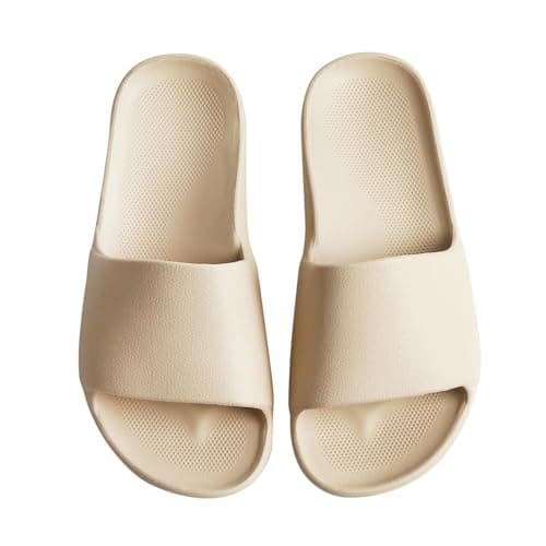 VIVASUN Unisex Arch Support Slides Cushioned Non Slip Shower Sandals,Beige - Image 1