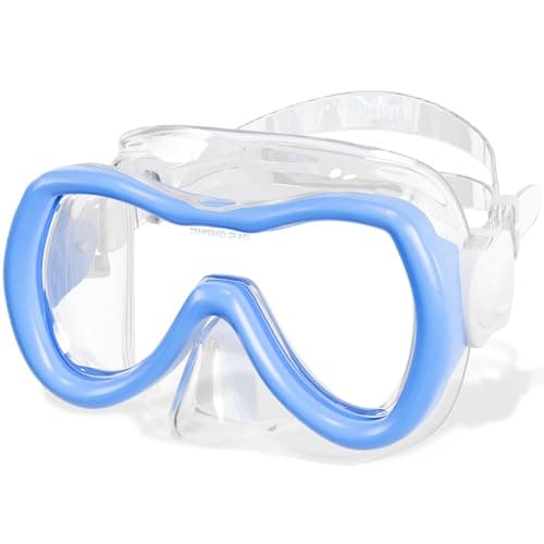 Aegend Kids Swim Mask Goggle, Swimming Goggles with Nose Cover Tempered Glass 180° HD Wide View