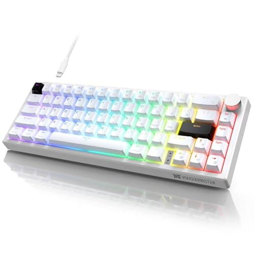 YOUSUOMASTER X82 Wired Gaming Keyboard with Volume Knob,60% Mechanical Keyboard Gasket Mount RGB Backlit with Software,Mini Keyboards with 66 Keys Hot Swappable Red Switch,Translucent Characters White - Image 1