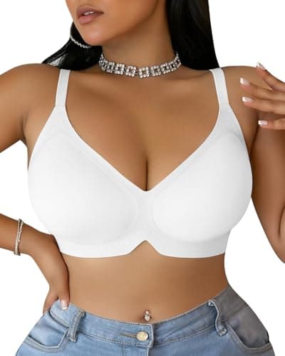 LIIJOO Seamless Wireless Full Coverage Women Bra • Jelly Band Lift • Cross-Back Option • Wide Strap • Breathable Stretch • Everyday T-Shirt Comfort(Ivory, 3XL) - Image 1