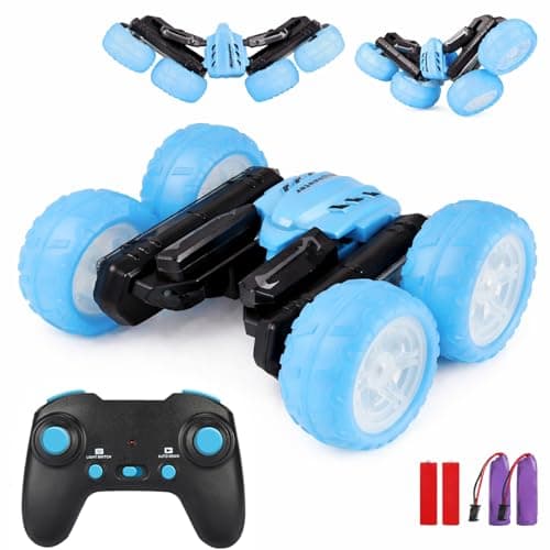 Titrot Remote Control Car for Kids, 360° Rotating Stunt Car, Double-Sided Driving, 2.4GHz RC Car, Rechargeable All-Terrain Toy, LED Glowing Wheels with Projection, for Boys & Girls Ages 4-8 - Image 1