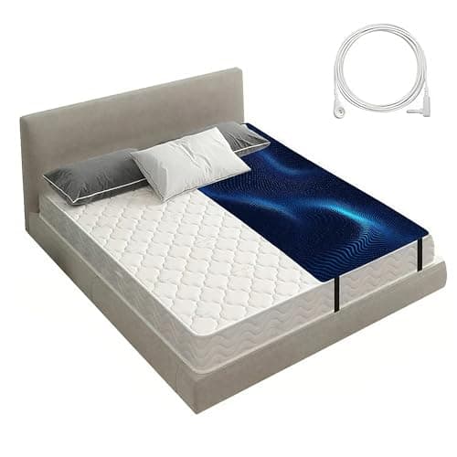 Grounding Mat for Bed, Conductive Earthing Mat Bed for Improve Sleep, Relieve Stress, Premium PU Leather Anti-Slip Grounding Pad with Grounding Cord, 27" * 60", Black, Fits Full Size Bed - Image 1