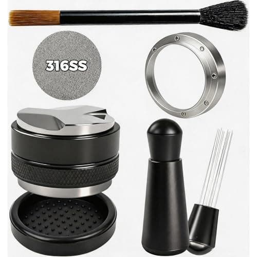 51mm Espresso Accessories Kit, Coffee Distributor & Tamper Leveler with Mat, WDT Tool, Dosing Funnel, Puck Screen & Cleaning Brush, Barista Tools for 51mm Portafilter Espresso Machines - Image 1