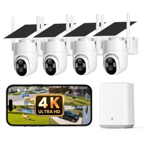 ELYSOO 4K Security Cameras Wireless Outdoor, No Subscription, Solar Camera for Home Security System, Encrypted Local Storage, 360° PTZ with Auto Tracking, Color Night Vision, 4-Cam Kit - Image 1