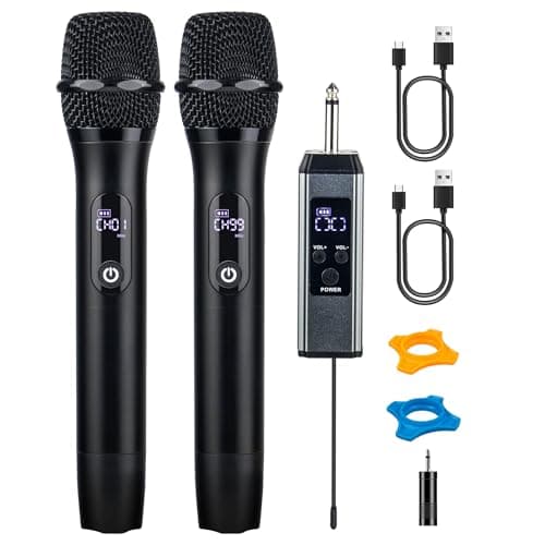 Loewieta Wireless Microphones for Singing Karaoke, 500ft/150m Long Range Metal Dual Cordless Mic System with 99 Channels, 40H Battery, Professional Microfonos Inalambricos for DJ Party Church - Image 1