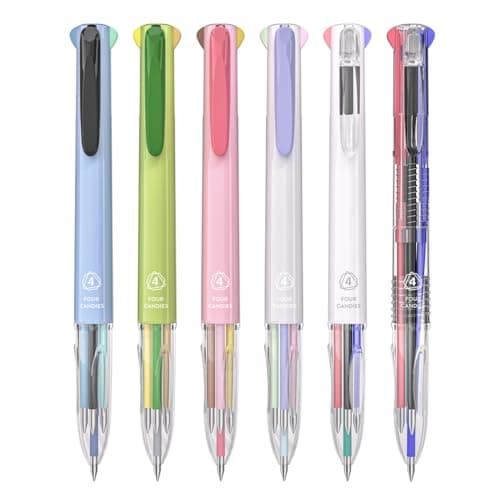Four Candies Multicolor Pens, 4-in-1 Colored Gel Pen, 0.5mm Quick Dry Black Ink Pens Fine Point Smooth Writing Pens, Cute Nurse Pens for Work, 18 Colors, 6PCS - Image 1