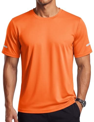 TACVASEN Mens Athletic Shirts Dry Fit Short Sleeve Workout T Shirt UV Protection Swim Shirts Running Gym Tshirts Orange 2XL - Image 1