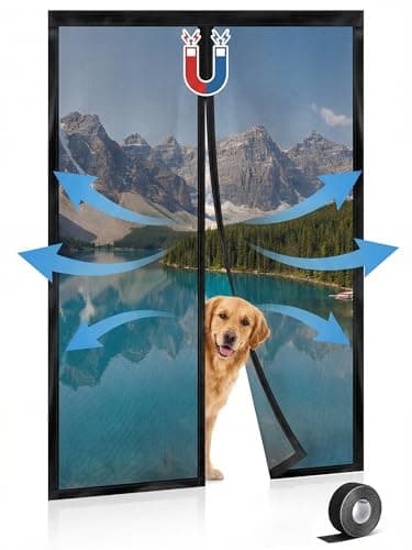 Vnivxte Magnetic Screen Door for RV Camper - 33.5" x 81" Heavy Duty Fiberglass Mesh Curtain for Travel Trailer Fifth Wheel, Tear Resistant Pet Friendly Netting, Hands Free Self Sealing Entry - Image 1