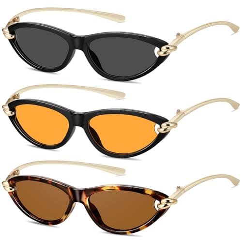 YMRFW Retro Oval Cat Eye Sunglasses for Women Y2k Designer Trendy Narrow Shades Metal Temples UV protection Sun Glasses - Image 1