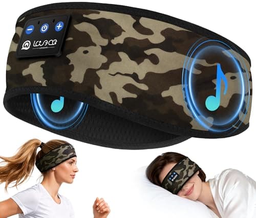 LOVE EYE Sleep Headphones Wireless Headband Headphones Bluetooth 5.4 for Side Sleeper Bluetooth Headband Earphones for Sports for tech Gadgets Gifts (Camouflage Brown) - Image 1