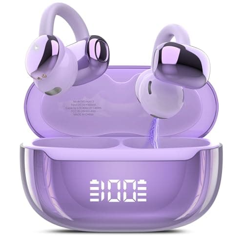 DUCOCUB Open Ear Earbuds Wireless Clip on Headphones Bluetooth 5.4 Ear Buds with DNN Noise Cancelling, 48H Playtime, Low Latency, Fashion Design, Secure Fit, Clear Sound for Music & Calls (Purple) - Image 1