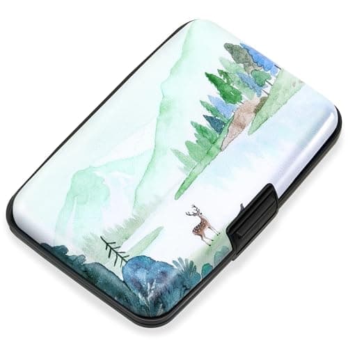 Mayski Credit Card Holder, RFID Blocking, Aluminum Alloy Hard Case, Small Mini Business Metal Wallet for Women Men, Deer - Image 1