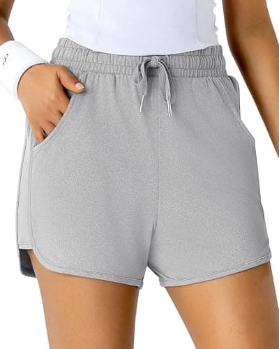 Leapstride Sweat Shorts for Women - Athletic Workout Runing Dolphin Shorts with Pockets for Gym Lounge Summer - Image 1
