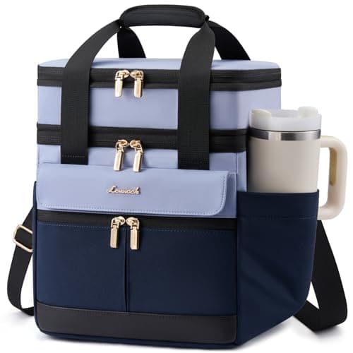 LOVEVOOK Insulated Lunch Bag Women Men,Expandable Double Deck Lunch Box for Women With Large Cup Holder,Leakproof Cooler Bag For Adult Lunch Tote Bag Work Picnic Beach with Adjustable Shoulder Strap - Image 1