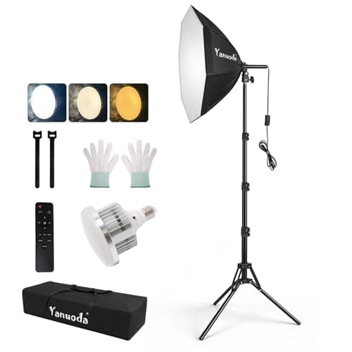 Yanuoda Softbox Lighting Kit 20"x20" - Photography Studio Light with Stepless Remote, Adjustable LED Soft Box for YouTube Video Recording, Streaming, Product Photography & Zoom - Image 1