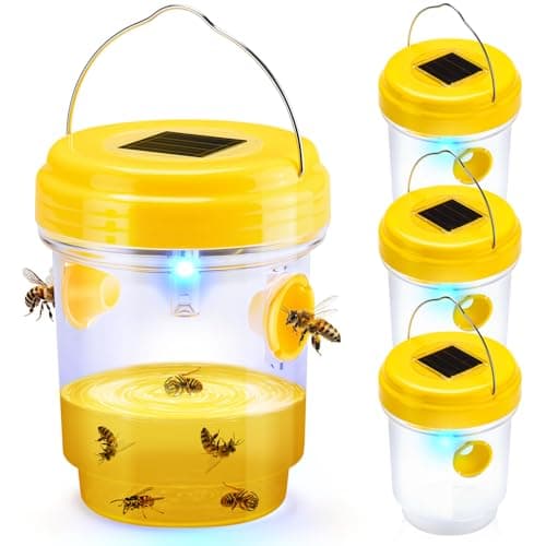 YOOYHHOME Wasp Traps Outdoor Hanging, Solar Wasp Trap for Hunting Wasps, Bees, Hornets, Insects, Carpenter Bee Traps for Outside, Reusable Wasp Traps, Bee Killer and Wasp Catcher for Outside 4 Pack - Image 1
