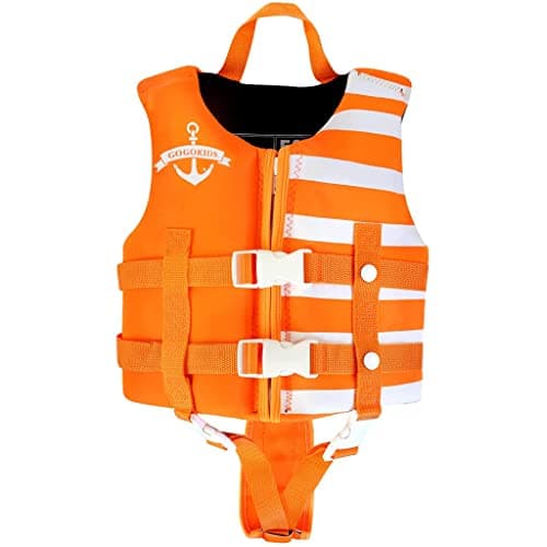 Wytbaby Kids Swim Vest for Boys Girls, Toddler Float Jacke with Zipper & Adjustable Strap for Pool Beach,L (6-8 Years, 51-66lbs),Orang