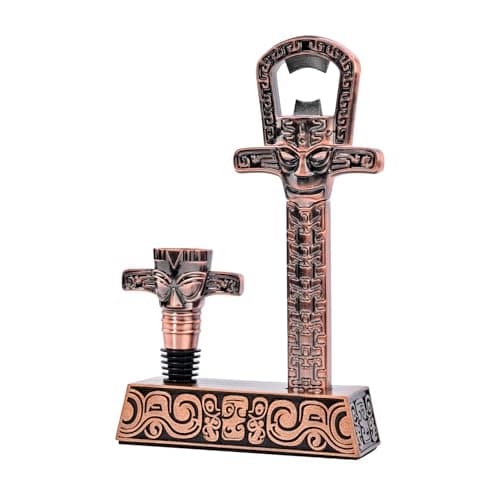 Professional Wine Opener Set for Old & Fragile Corks - 3-in-1 Cork Extractor Removes Older Wine Corks Whole & Intact, Beer Bottle Opener with Elegant Zinc Alloy Base & Stopper Set (Antique Copper) - Image 1