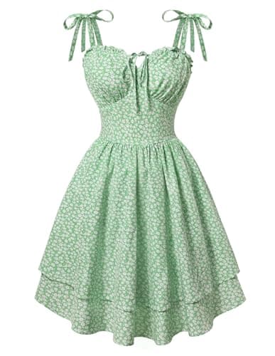Scarlet Darkness Floral Mini Dress for Women Teens Summer 2026 Fairy Corset Sundress Graduation Dresses Green Daisies L - Image 1