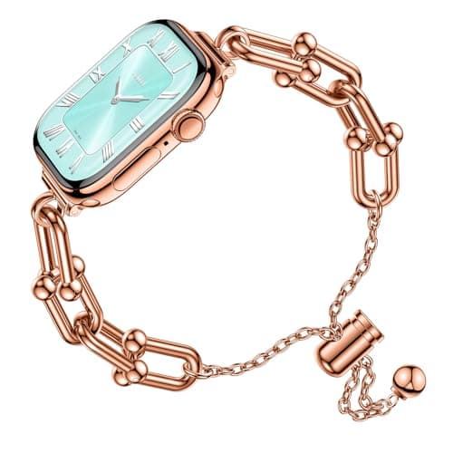 Tlselt Stainless Steel Bracelet Compatible with Apple Watch Bands for Women 38/40/41/42/44/45/46/49mm, Slim Bracelet Dressy Metal Strap for iWatch Series 11 10 9 8 7 6 5 4 3, SE Ultra 3 2 1 - Image 1