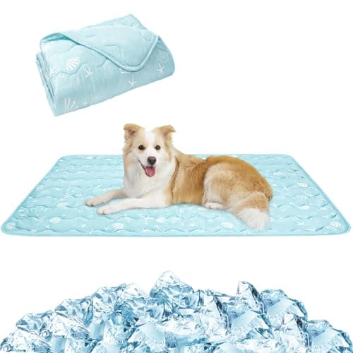 NACOCO Pet Summer Cooling Blanket - 22.8" x 35.0" Double-Sided Mat Dog Puppy Self Cat Pad Bed Cover for Home Outdoor Sofa Sleeping Washable Portable Lightweight Small Medium Large (Blue,S)