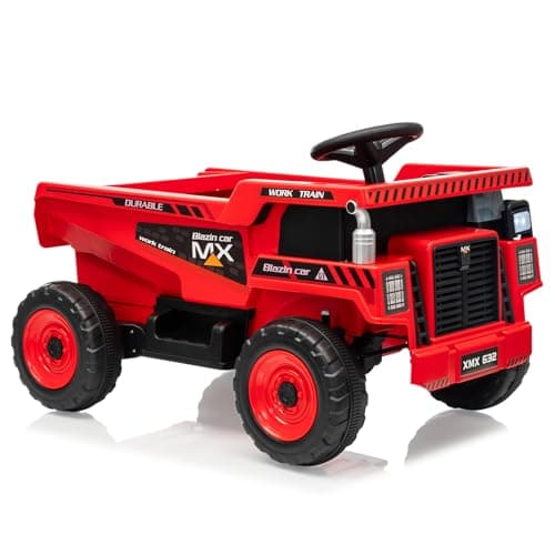 Garvee 12V Ride On Dump Truck for Kids, Ride On Car with Remote Control, Construction Vehicles with Dump Bed & Shovel, Ride-On Toys 16.5 in Spacious Seat, Music, Headlights, Soft Start, Red