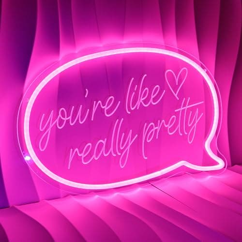 Your Like Really Pretty Neon Sign For Teen Girl Room Decor Aesthetic You'Re Like Really Pretty Pink Neon Sign For Makeup Room Dimmable Usb Powdered Led Wall Sign For Bedroom Beauty Salon Studio Decor - Image 1