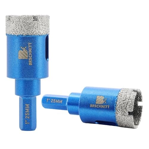 Dry Diamond Core Drill Bit Set,BRSCHNITT 2pcs 1 Inch (25mm) Diamond Hole Saw Core Drill Bit with Hex Shank for Porcelain Tile Ceramic Stone Granite Marble - Image 1