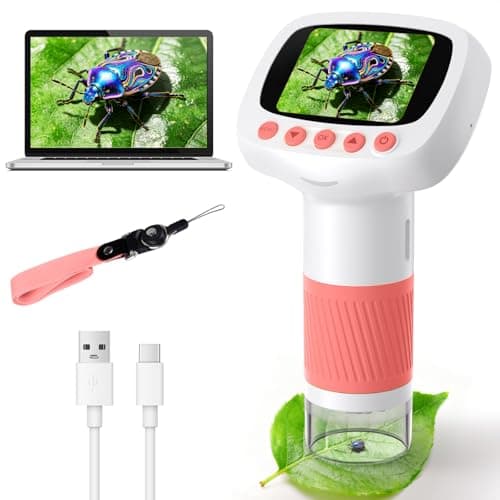 Pocket Kids Microscope for Over 3 Years Old, 1000X Handheld Microscope for Kids w/2''IPS Digital, Photo Video Mini Portable Microscopes, Science Edu Digiscope,Christmas Birthday Gifts for Kids - Image 1
