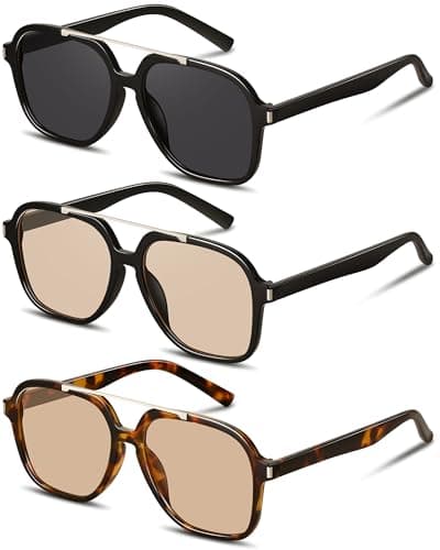 YMRFW Retro Aviator Sunglasses for Women Men Square Trendy 70s Vintage style Shades UV Protection - Image 1