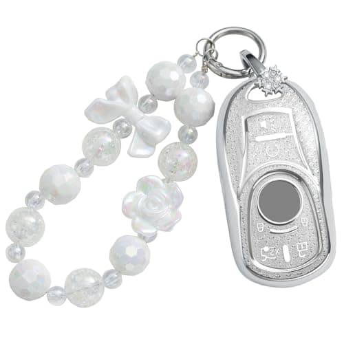 XUPEIXUN for Buick Key Fob Cover with Keychain, Silver TPU Key Case Protection Shell Compatible with Encore Enclave Lacrosse Envision Verano Regal GL8 Bling Car Accessories - Image 1