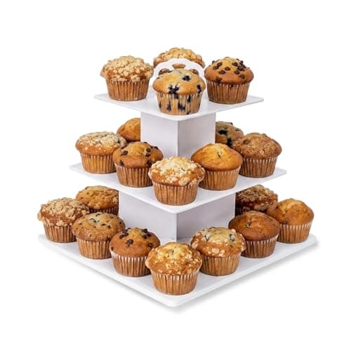 NWK Square Stable Spacious Cupcake Stand Cake Stand for 24 Jumbo Muffins or 29 Standard Cupcakes, for Wedding Birthday Baby Shower Tea Party Decorations (1) - Image 1