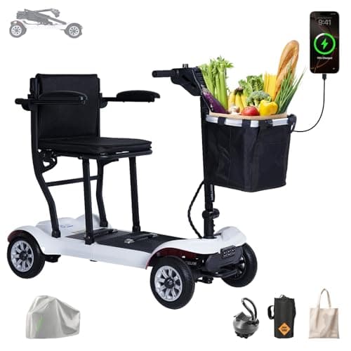PAISEEC Ultra Lightweight Mobility Scooter for Adults, Electric Powered Mobility Scooter, 39.7 lbs Folding Design with 2 Lithium Batteries, Travel up to 18.6 Miles Airline Approved-White - Image 1