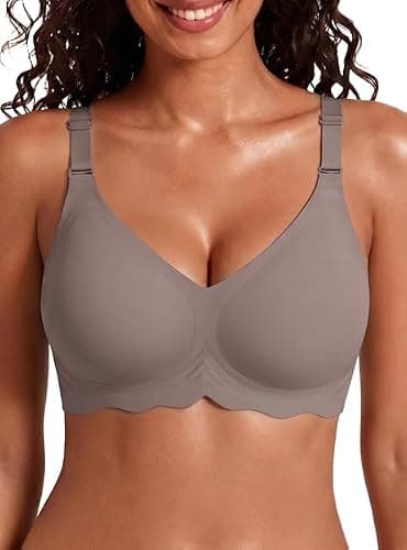 Avidlove Women Wireless Bra Push Up Everyday Bras Full Coverage Brassiere No Wire Tshirt Bras Grey XXXL