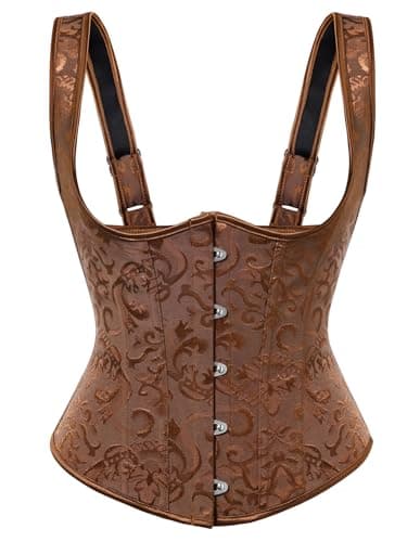 Scarlet Darkness Corset Tops for Women Adjustable Floral Renaissance Underbust Corset Lace Up Pirate Bodice - Image 1