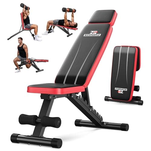 Nicepeople Adjustable Weight Bench up to 6.5'', Dual-Support Workout Bench & 10 Backrests for Chest Shoulders Arms for Home Gym, 660LBS Capacity but Compact and Foldable Strength Bench Apartment Room - Image 1