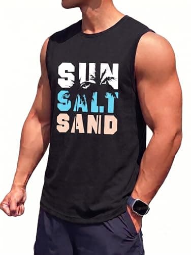 Gentlewarm Black Tank Top Men Summer Quick Dry Sleeveless USA Shirt Palm Tree Casual Vacation Summer Shirts - Image 1