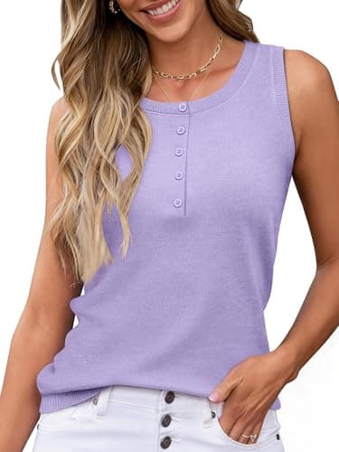 Chulianyouhuo Wool Blend Summer Sweater Women Sleeveless Casual Scoop Neck Tank Tops Fitted Button Down Business Shirt - Image 1