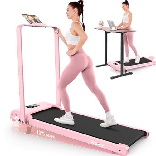 FUNMILY Upgrade Walking Pad Folding Treadmill with 12%/15% Incline & Handle Bar, 3.5HP Foldable Under Desk Compact Treadmills for Home/Office/Gym, 400+lb Capacity, Shock Absorption - Image 1