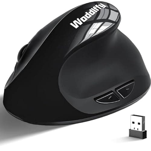 Woddlffy Vertical Mouse,2.4G Wireless Vertical Mouse Small Hand Mouse with 5 Buttons 1000/1200/1600 DPI Ergonomic Mouse for Office (AA, Black) - Image 1