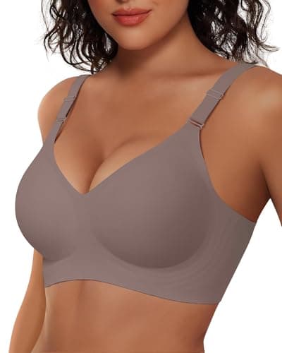 Vertvie Womens Wireless Bras No Underwire Push Up Bra Seamless Supportive Full Coverage Everyday Bras Regular and Plus Size(Grey,Large) - Image 1