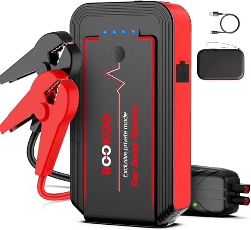 BOOKOO H9 Jump Starter 4500A,Portable Car Battery Jumper Starter for 10L Gas and 8L Diesel Engines,12V Car Battery Charger with Jumper Cables,USB QC 3.0,16V DC Output,3 LED Modes for Car Camping Trip - Image 1